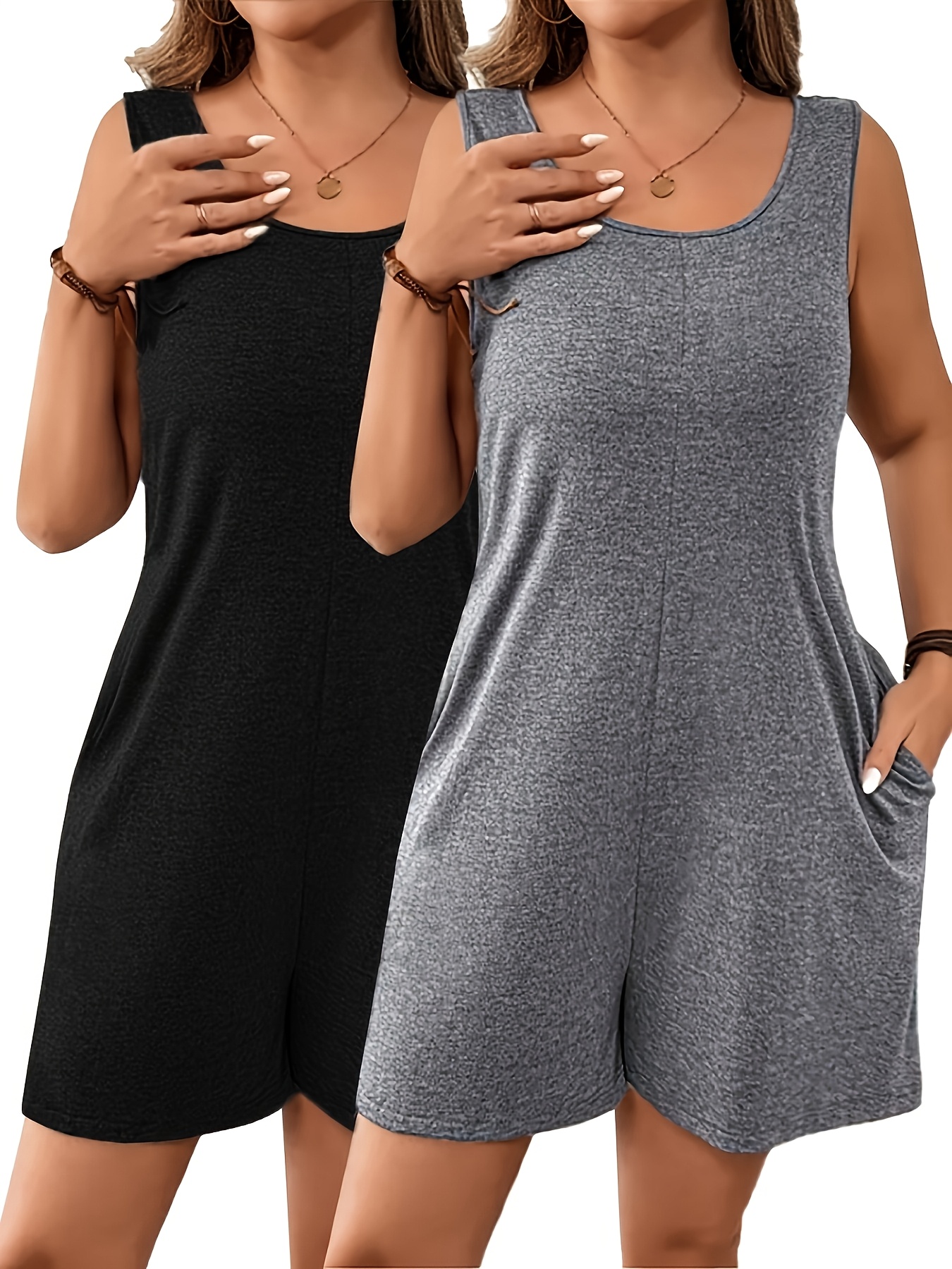 2pcs set womens casual overalls shorts spring summer fall comfortable loose jumpsuit shorts medium elastic soft fabric double  