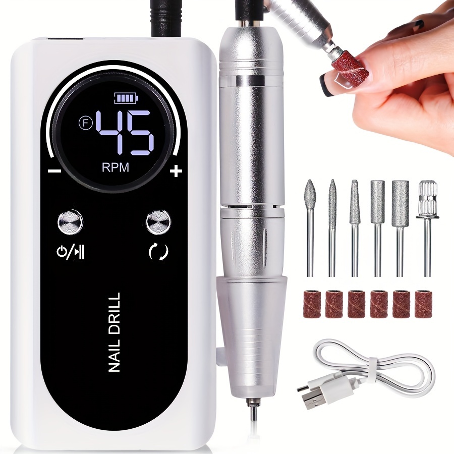 

Rechargeable Electric Nail Drill Machine, Portable With Lcd Display, Professional Nail Sander For Acrylic And Gel Polish, Heat Dissipation With Vents, Manicure Tool