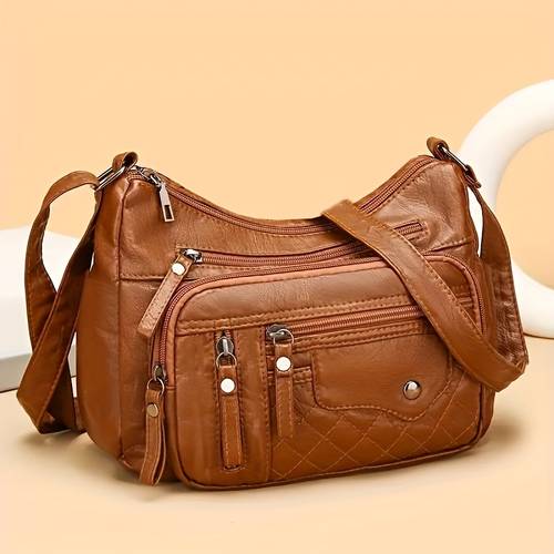 womens crossbody bag unisex square bag for men and women multi layer zip fashion casual messenger bag zipper pull random