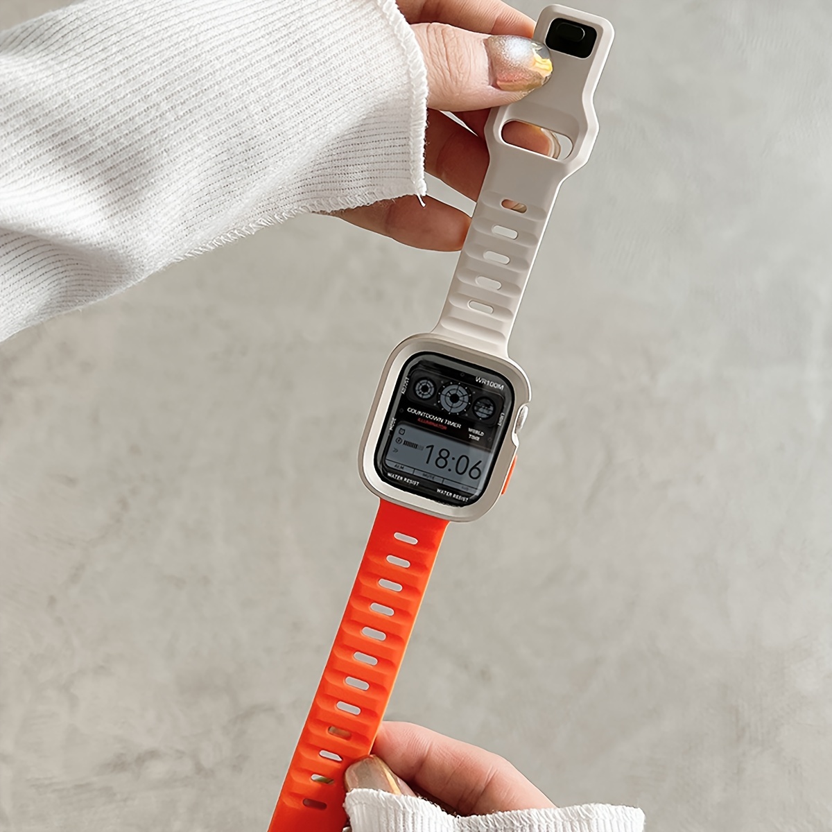 2pcs for Apple Watch Band & Case Combo - Adjustable Silicone Sport Strap with Hollow-Out Soft Protective Cover, Breathable Comfort Fit for Series 1-11/Ultra/SE, 38-49mm, Compatible with 40/41/42/44/45/46/49mm, Durable Protective Case Accessories