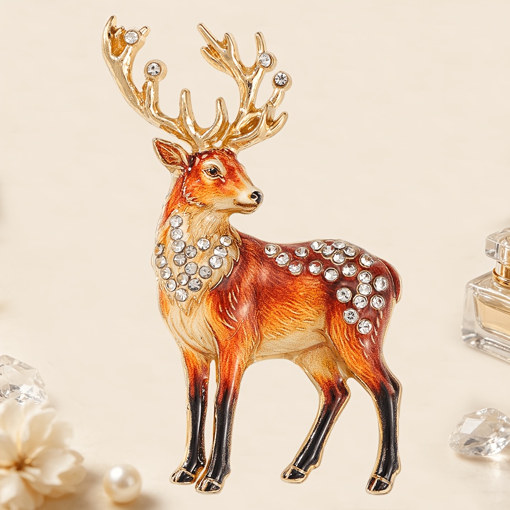 TEMU 1 broche de esmalte vintage de SOLEVDO, pin de animal de con incrustaciones de diamantes de , adecuado para trajes, abrigos, regalo de accesorio