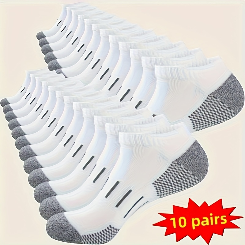 TEMU 10 Pairs Of Large-sized Men's Sports Socks, Women's Socks, Men's Cushioned Short Socks For Running Performance, Outdoor Socks, Cycling Socks,