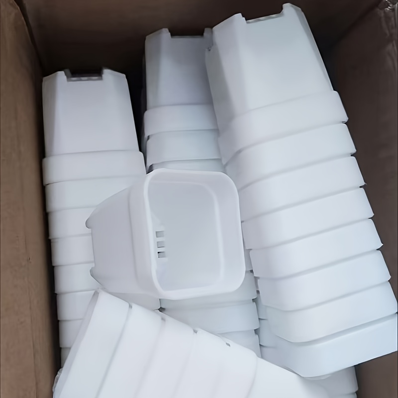 TEMU 25-pack Mini White Heavy-duty Plastic Square Seedling Pots With Drainage Holes For Root Control And , Suitable For , Germination, Herbs, And