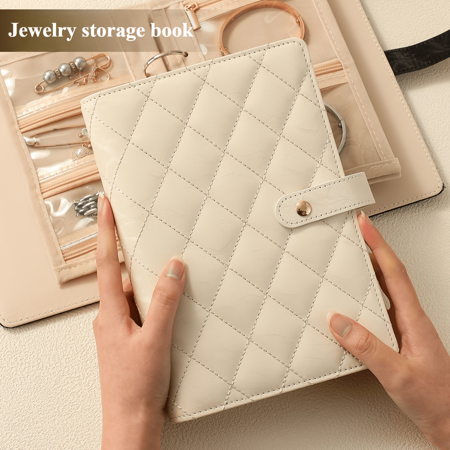 jewelry organizer book portable earring necklace ring storage album anti   travel jewelry binder with pockets travel jewelry organizer gift for women girls mom gift used for jewelry storage photo albums cards and postcards Product details 9