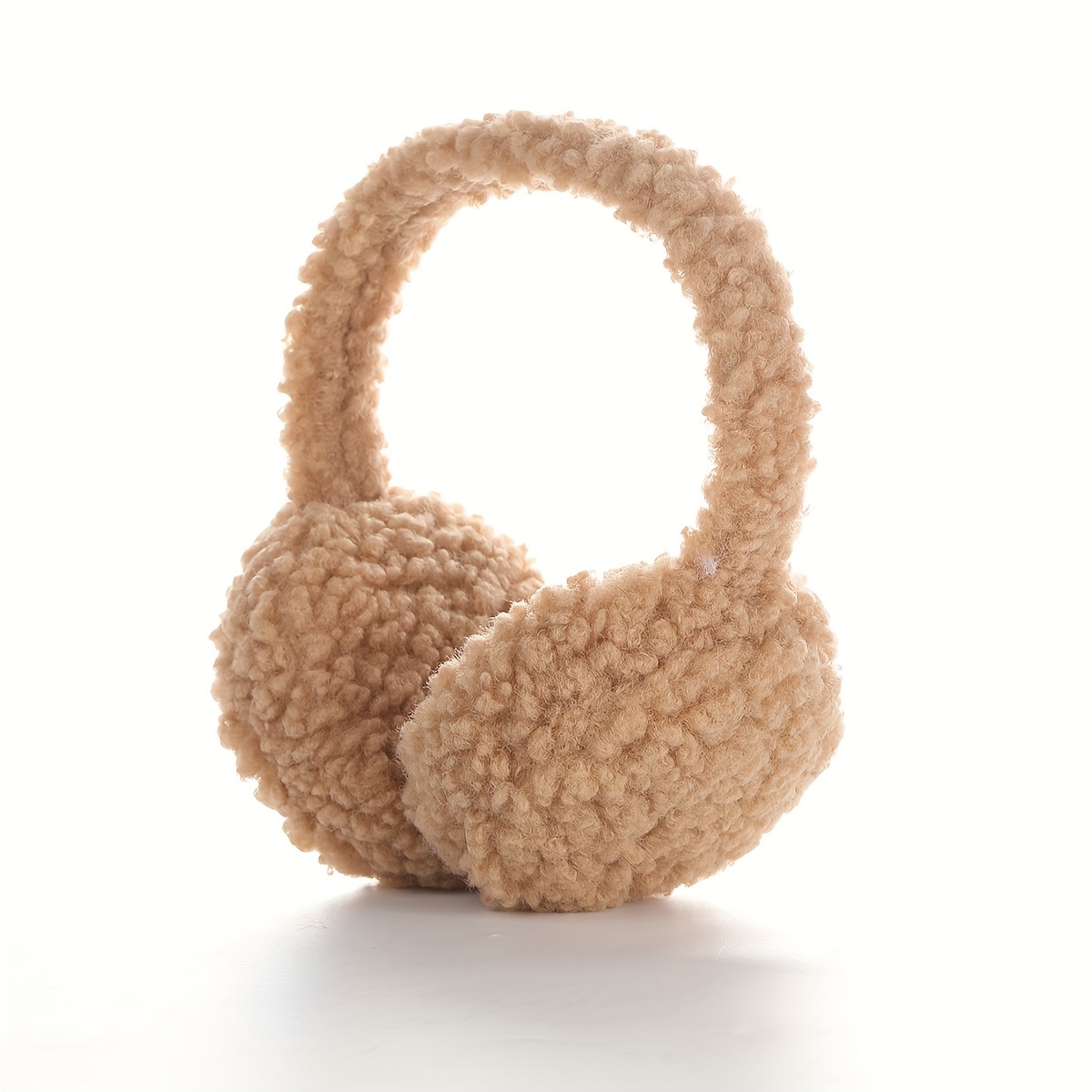 Soft Beige Ear Muffs Winter Headband with Fleece Lining