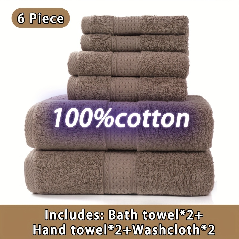 TEMU 100% Cotton Bath Towel Set (3/6pcs) - , Absorbent, Durable - For Hotel, Home, Shower, Spa, Sanua - Multiple Color Options, Valentines Gift For
