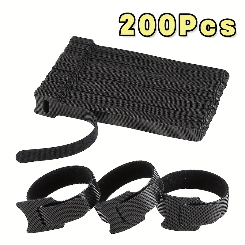 200pcs Reusable Hook & Loop Cable Ties | Self-adhesive Wire Management Straps For Power Cords/data Cables, Ideal For Organizing Home, Office, Desk, Thanksgiving, Christmas Decorations