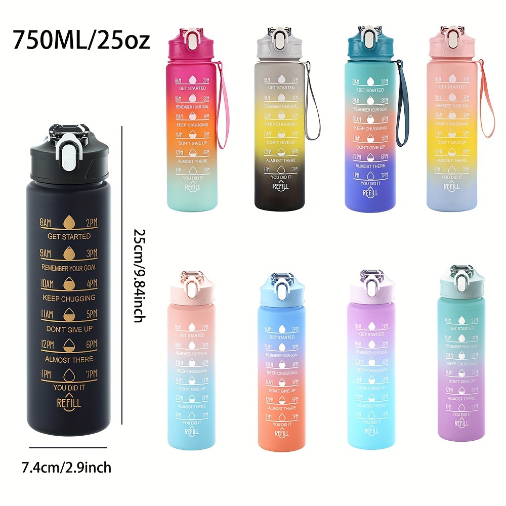 

Gradient Color Motivational Water Bottle - Time Marker For Hydration Tracking, Leakproof Design With Fun Stickers To - Stay Hydrated & Motivated