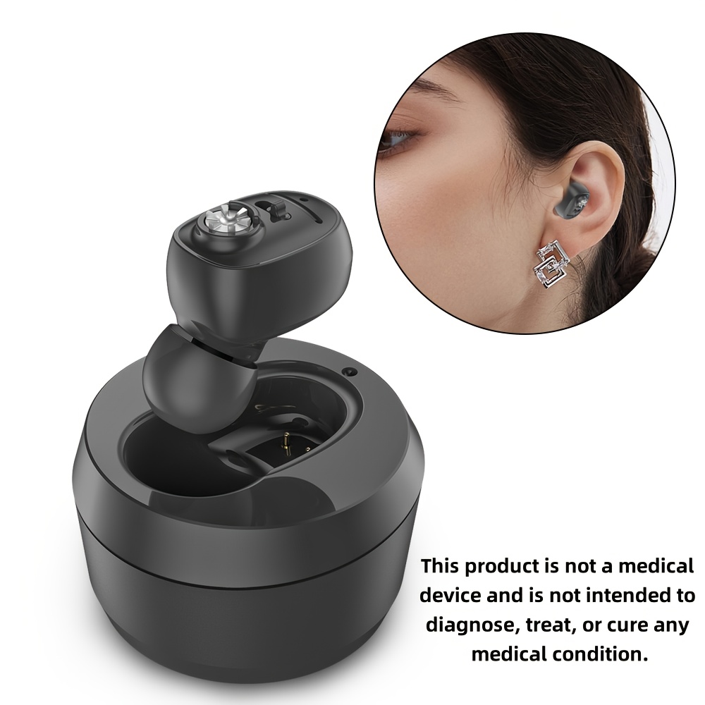 Rechargeable Hearing Amplifier with Charging Case - Invisible In-Ear Sound Enhancer, Adjustable Volume Control, Long-Lasting Lithium-Polymer Battery, USB/Battery Powered Hearing Aid for Adults - Discreet Hearing Enhancement for Theater, Phone, Meetings, Travel - Compatible with Smartphones/Tablets/Laptops (Medical-Grade Safe), Daily Outdoor Use, Compact Design, Durable Plastic Build, Medicalgrade Safety, Lightweight Amplifier, Highquality Build, Usbpowered Device, Elderly Hearing
