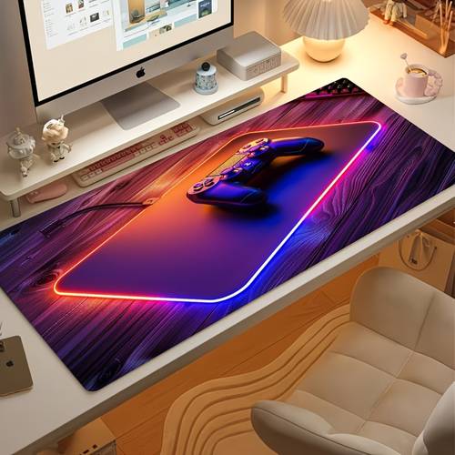 extra large gaming mouse pad with rgb colorful lighting edges suitable for computer desk decoration suitable for office gaming or home computer use