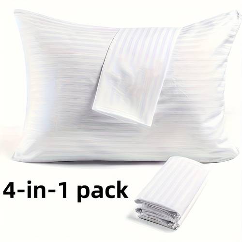 quality set of four zip off striped pillowcase comfortable pillow protector