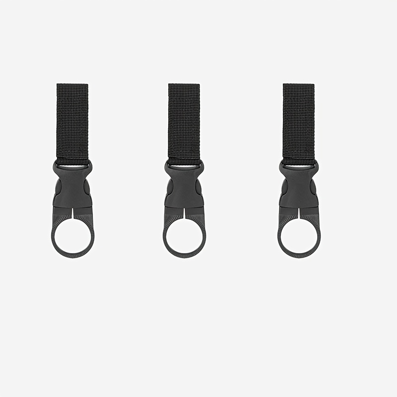 TEMU 3pcs Outdoor Portable Water Bottle Carabiner Keychain, Black-green-red Three-, Backpack Belt Quick-release Water Bottle Hook, Camping Hiking