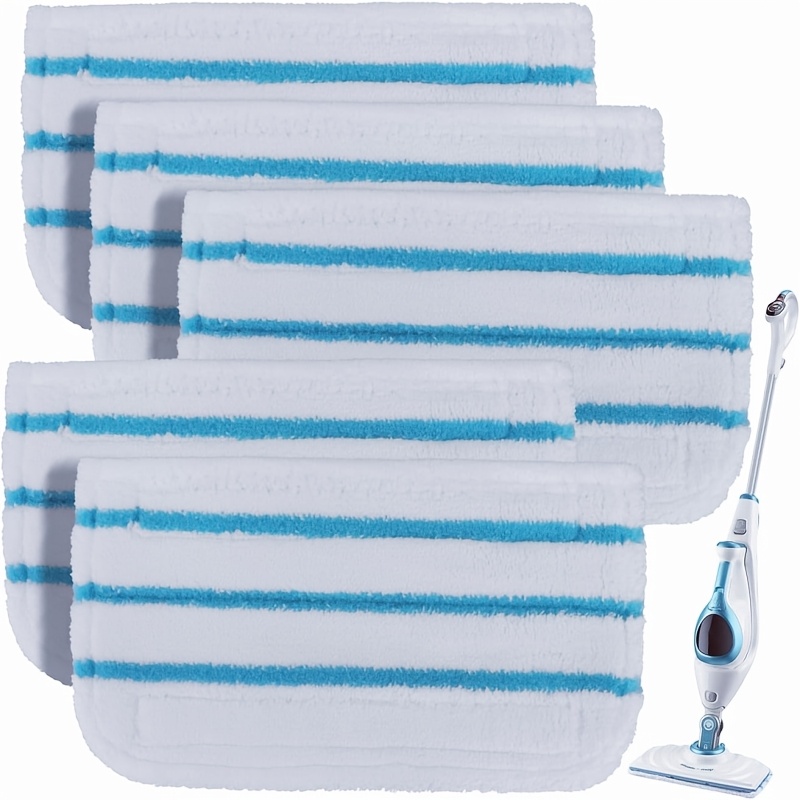 TEMU 5-pack Replacement Mop Pads For Black And Decker Steam Mops Sm1600, Sm1610, Smp20 Series, Hsmc1361sgp, Bdh1855sm. Fiber Design With Reusable