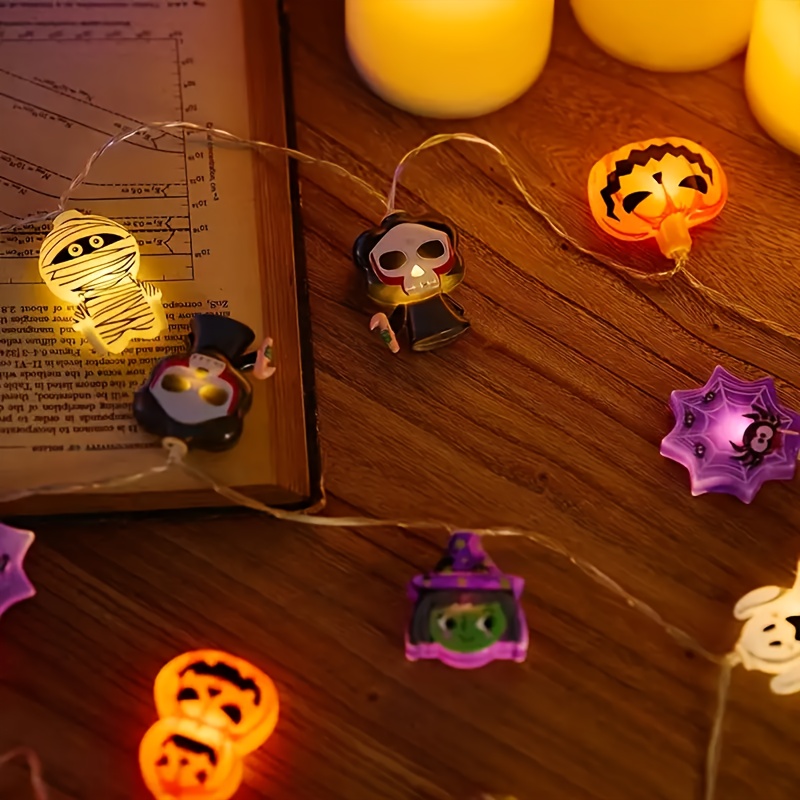 1pc LED Fairy with -like Button Control - Multi-Color Changing (Warm White, Green, Purple, Orange, Black, Yellow, , , Red, Brown, Gray, Cyan) - Indoor/ Halloween & Christmas Party Decorations - LED String with Hanging Hooks - Compatible with Pumpkins, Ghosts, Witches, Spiders, Mummies, Angels - Battery Not Included - Safe & Easy Use