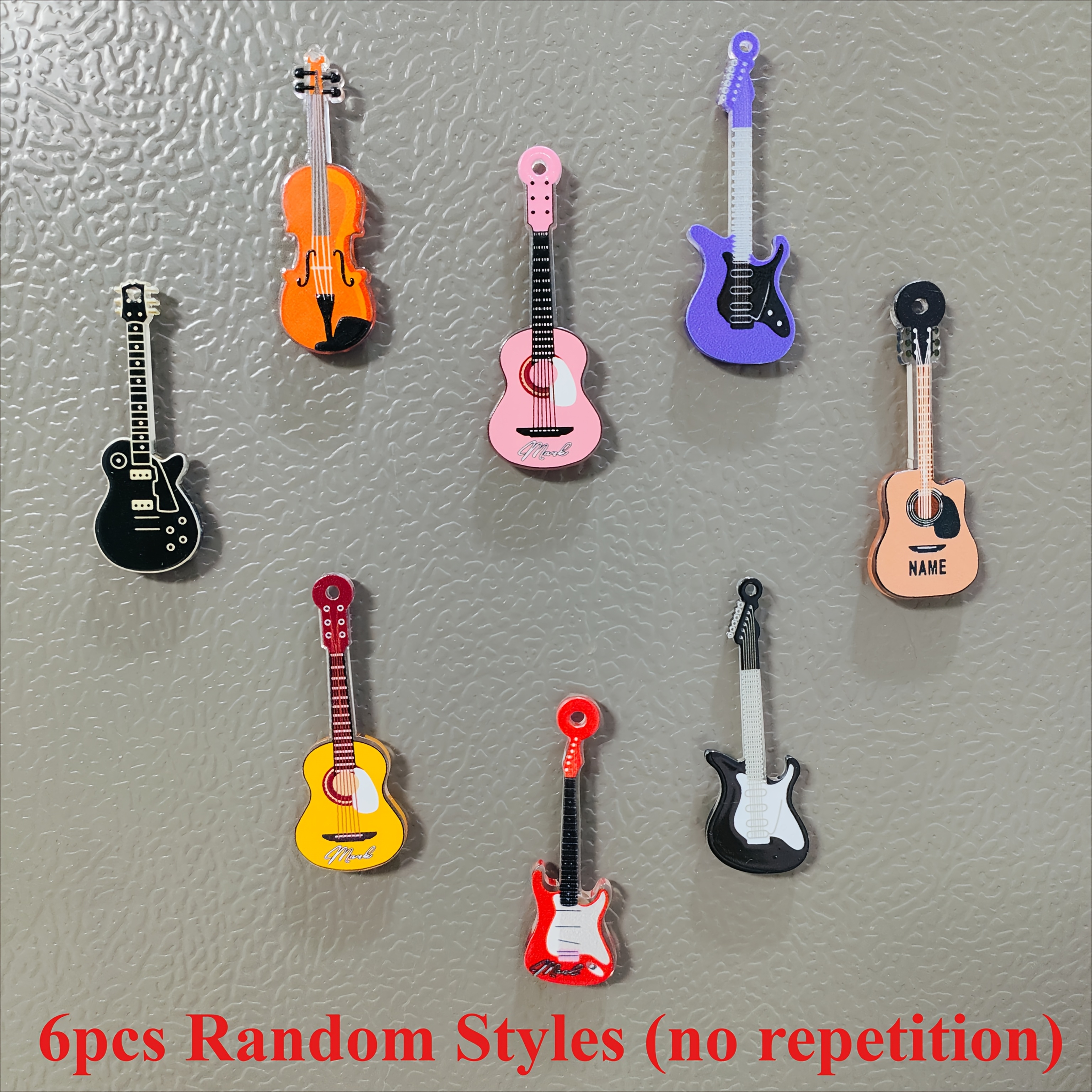 E-shop 6 Stück Gitarrenförmige Kühlschrankmagnete – Kompatibel mit Akustik-/Gitarrenmagneten – , Dekorative Ovale Acrylmagnete für Kühlschrank,