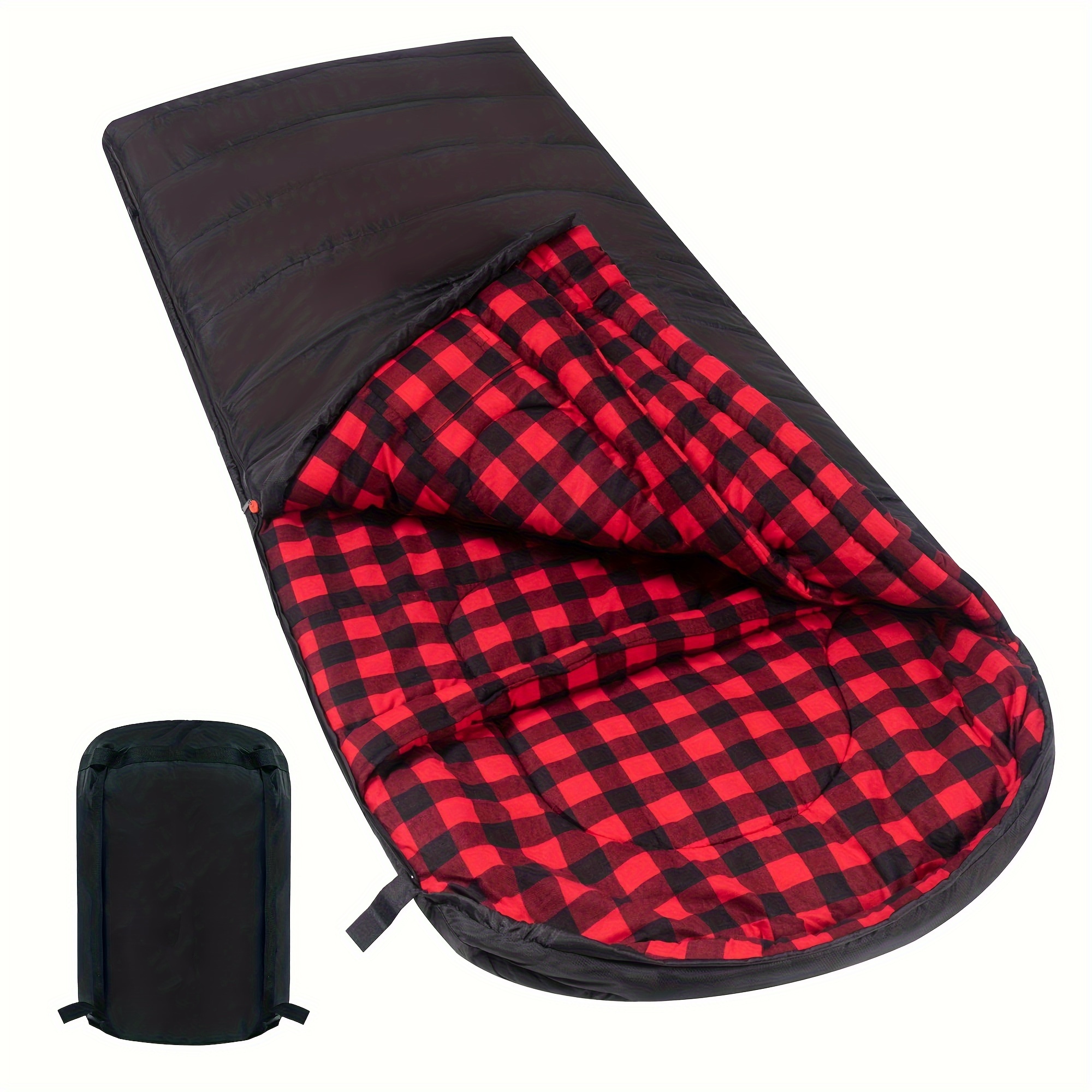 

0 Degree Sleeping Bag 100% Flannel Xxl For Adults Big And Tall Cold Weather Winter Camping, Free Sack