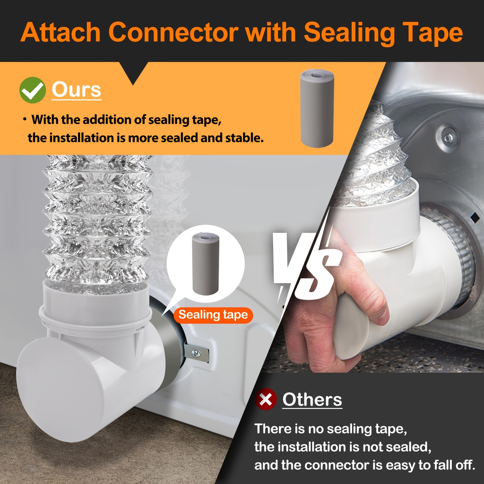 Space-Saving Dryer Vent Kit with 90° Elbow PVC, Short Hose Adapter for  Tight Spaces, Connection Kit, Dryer Vent Duct, Dryer Vent Adapter