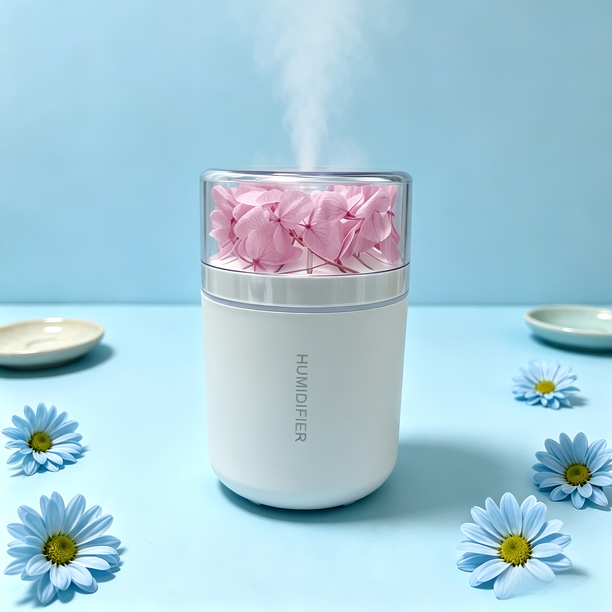 TEMU Petit créatif Fleur Éternelle, USB pour voiture, bureau, maison, grand brumisateur silencieux, USB multi-scènes, ornement décoratif, cadeau pour