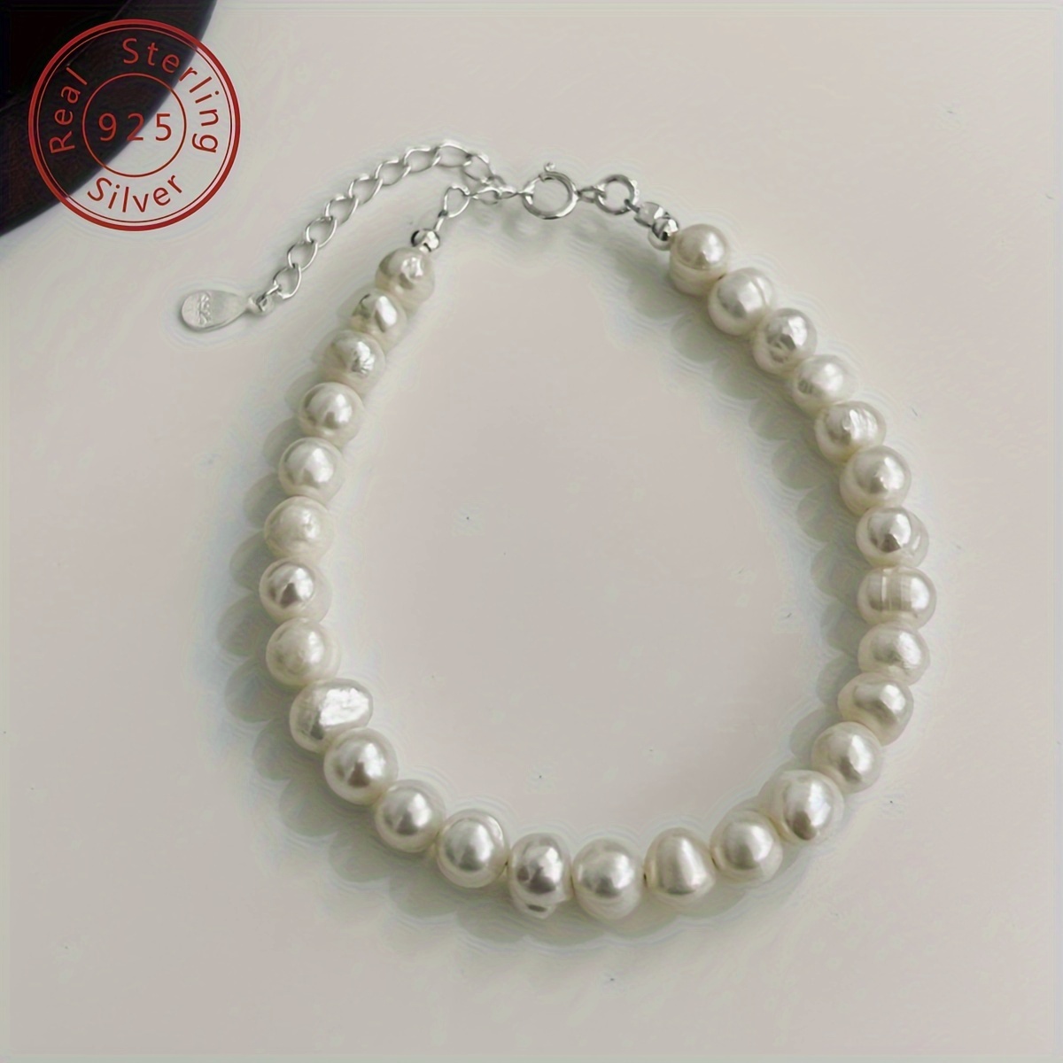 925 Silvery Natural Freshwater Pearl Bracelet, Essential for Autumn And Winter, French Retro, Easy Senior Feel, Versatile for Daily Commuting, Suitable for Women'S Banquets And Various Places to Wear, Selected Jewelry for Gifts