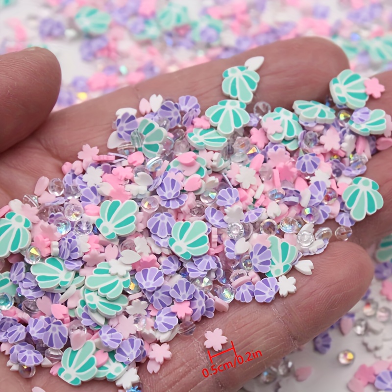 

10g Shell & Flower Sequin Clay Mix - Miniature Filler For Making, Soft Pottery Craft Supplies