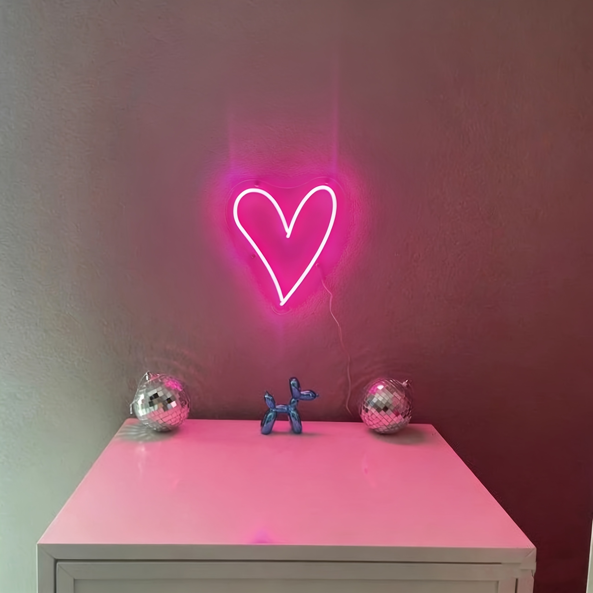 TEMU Minimalist Heart Led Neon Sign, Decor, Wedding Party Wall Decor, Bedroom Neon Light, Anniversary Gift, Neon Sign