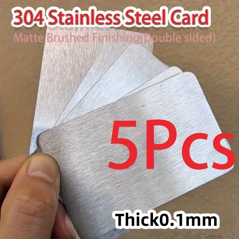 2/5pcs Of Stainless Steel Business Cards, 304 Thick Stainless Steel Metal, Rough, Customer Cards, Laser Engraving, Gift Cards, Blank Steel Card Labels For