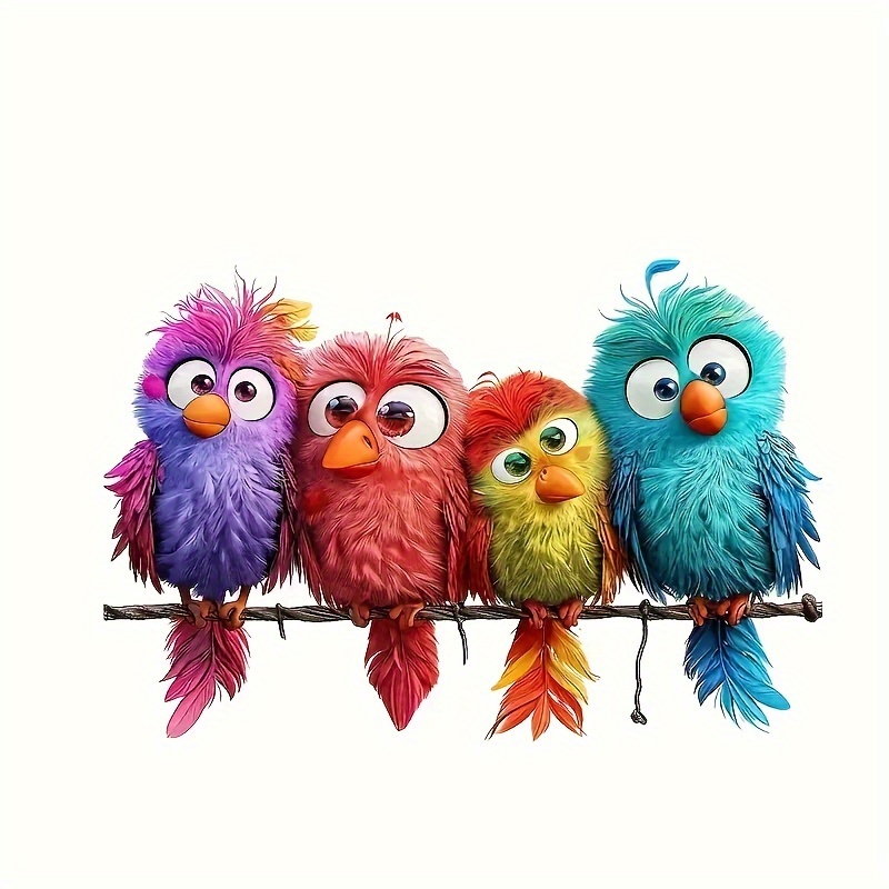 Adorable Animal Bird Cartoon Stickers - , Peel Off For Car Walls And Windows