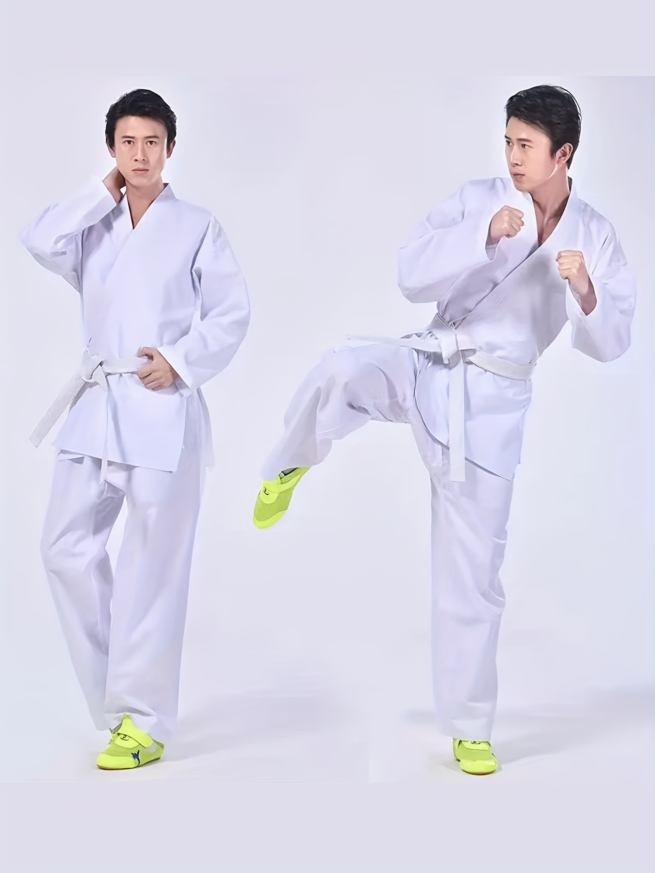   karate gi taekwondo uniform   suit white mens and womens sports fitness training   performance costume halloween role play outfit with belt