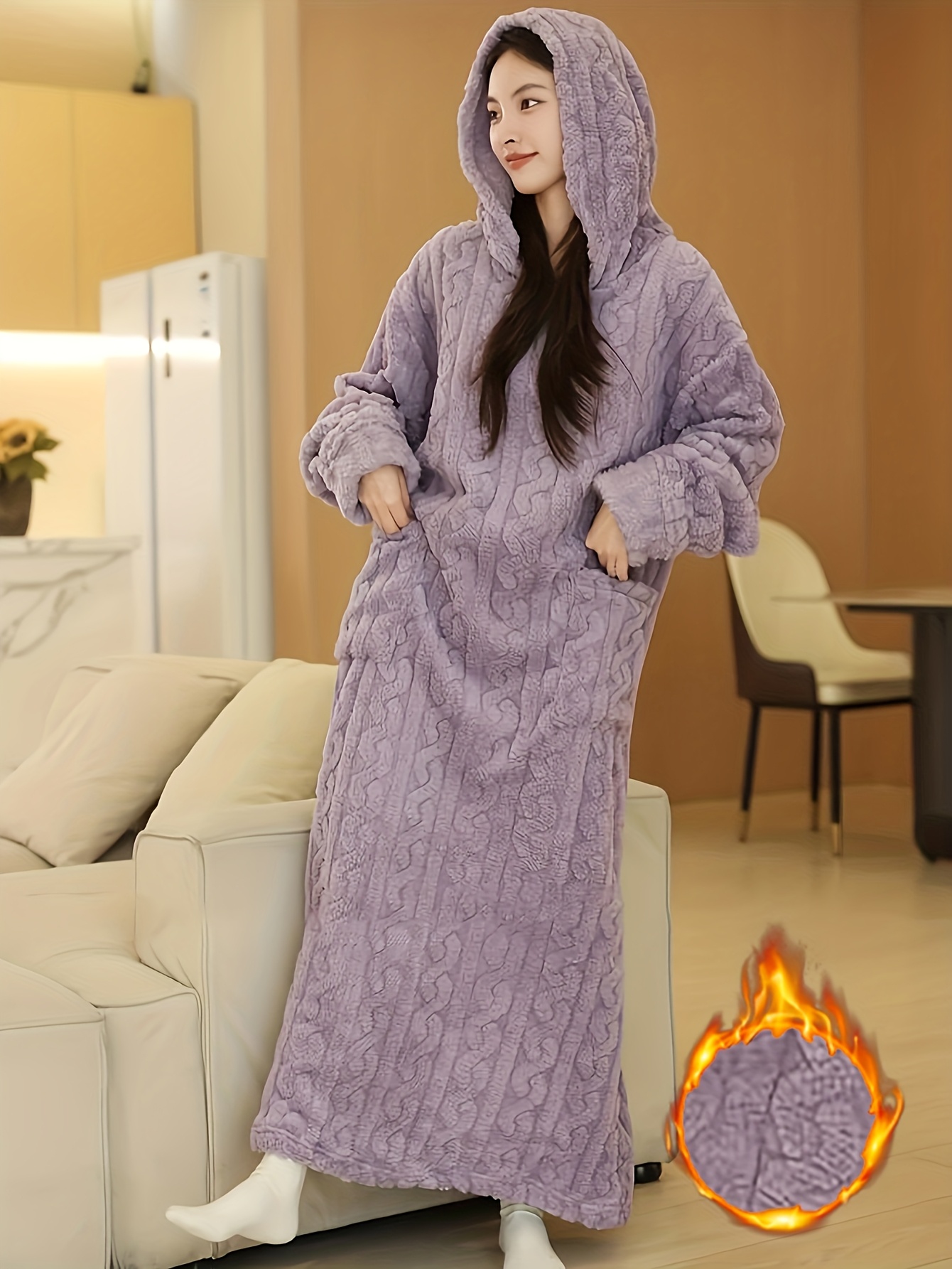 cozy cute panda hooded fleece nightgown women thick soft Temu