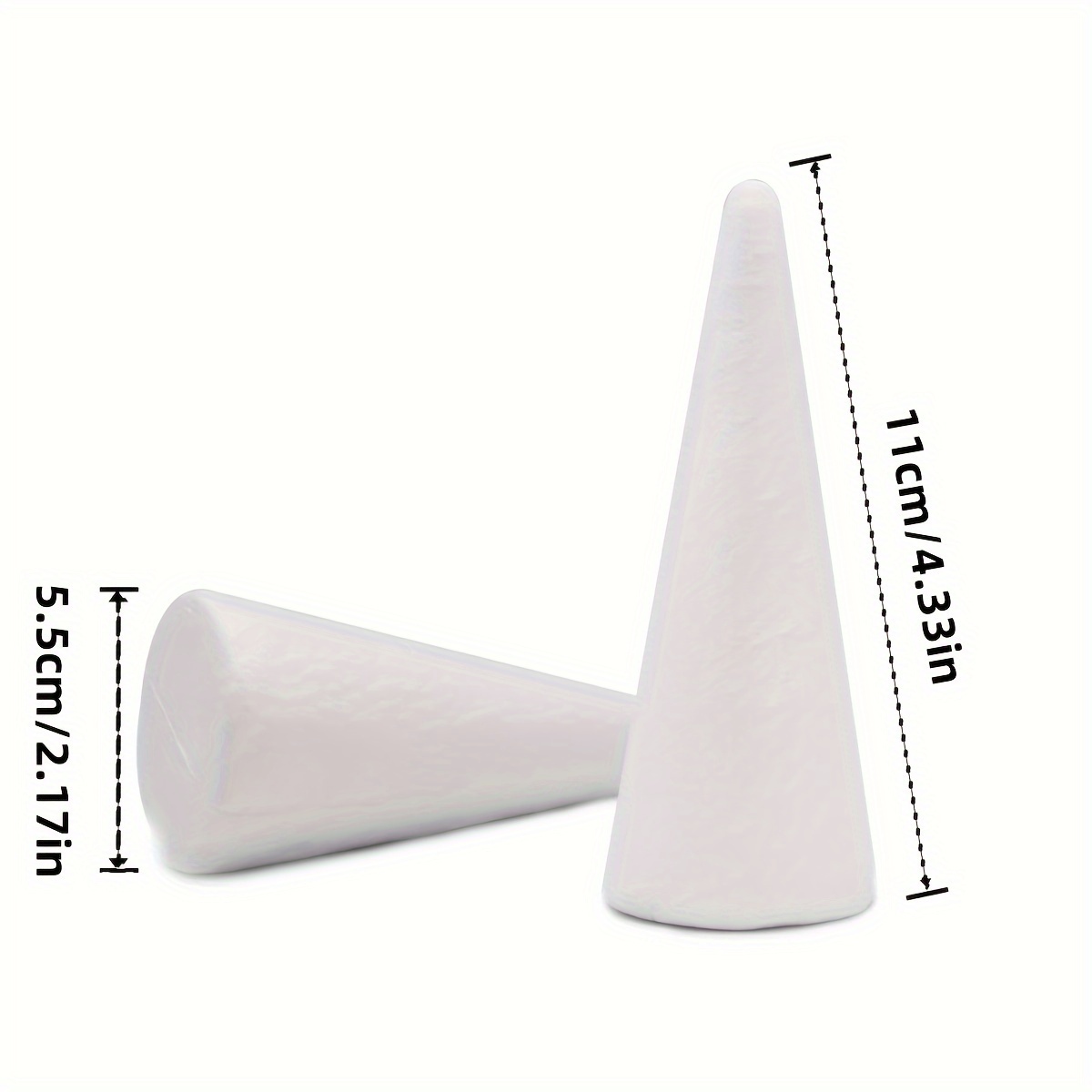 12pcs White Foam Cones 4.33" - Diy Craft Supplies For Christmas Tree Decorations, Wedding &