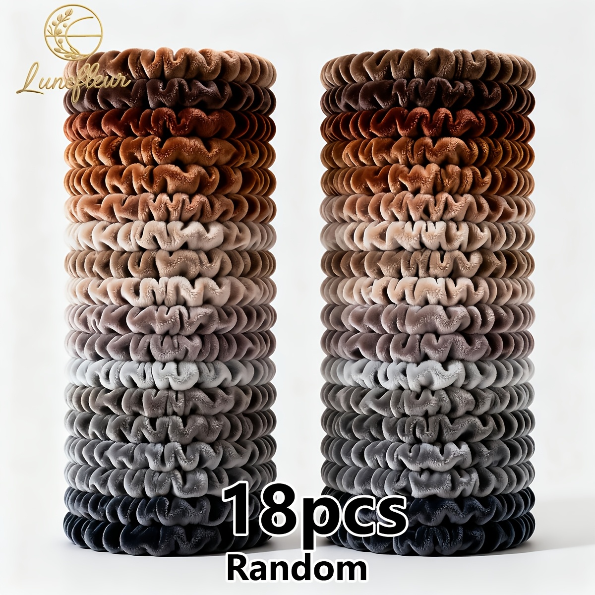 TEMU 18 chouchous en velours aléatoires pour femmes, ensemble de élastiques à cheveux - Couleurs assorties automne hiver, accessoires pour cheveux