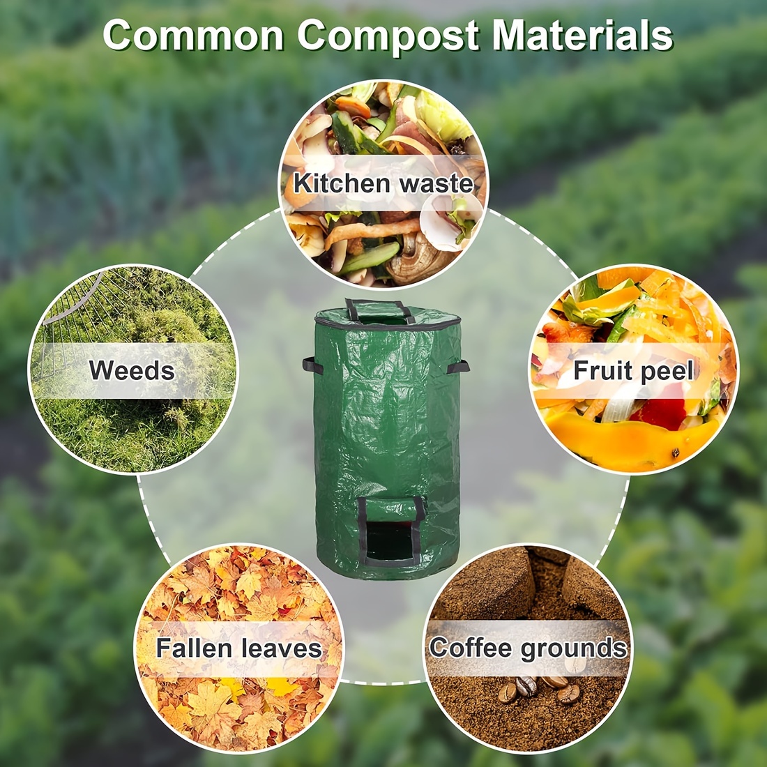 (2 Packs) 34-Gallon Compost Bin Bags with Skylight, Zipper Cover, And Handles, Reusable Yard Waste Bags, Outdoor Compost Bins
