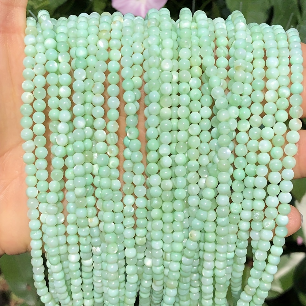 

4mm Natural Freshwater Shell Beads Small Fresh Green Mini Round Spacer Beads Diy Bracelet Necklace Earrings Jewelry Accessories