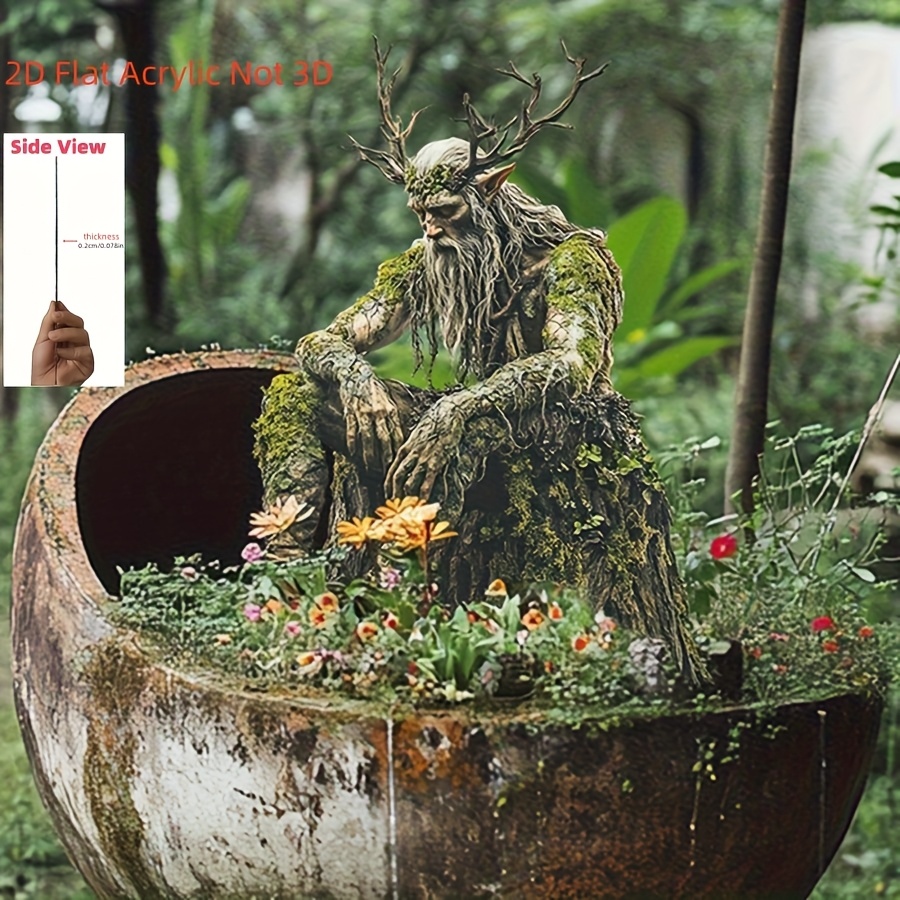 Image of 2d Flat, 2d Flat Acrylic Stake Indoor Potted Plants And Outdoor Garden Decoration Wear-resistant Tree For Man Yard Statue Stake For Garden Yard Patio Decorations, 2d Flat