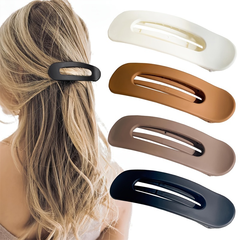 

4pcs Vintage Elegant Acrylic Hair Clips Set, Solid Color Frosted Hair Accessories For Women, Fashionable Clips For And Casual