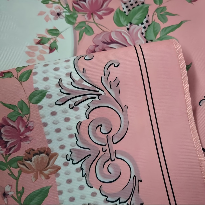 Pink Floral Tribal Style Muslim Prayer Mat with 99 Beads, Polyester, Portable & Durable, Ideal for Ramadan & Pilgrimage, All-Season Use, Gift Box Included