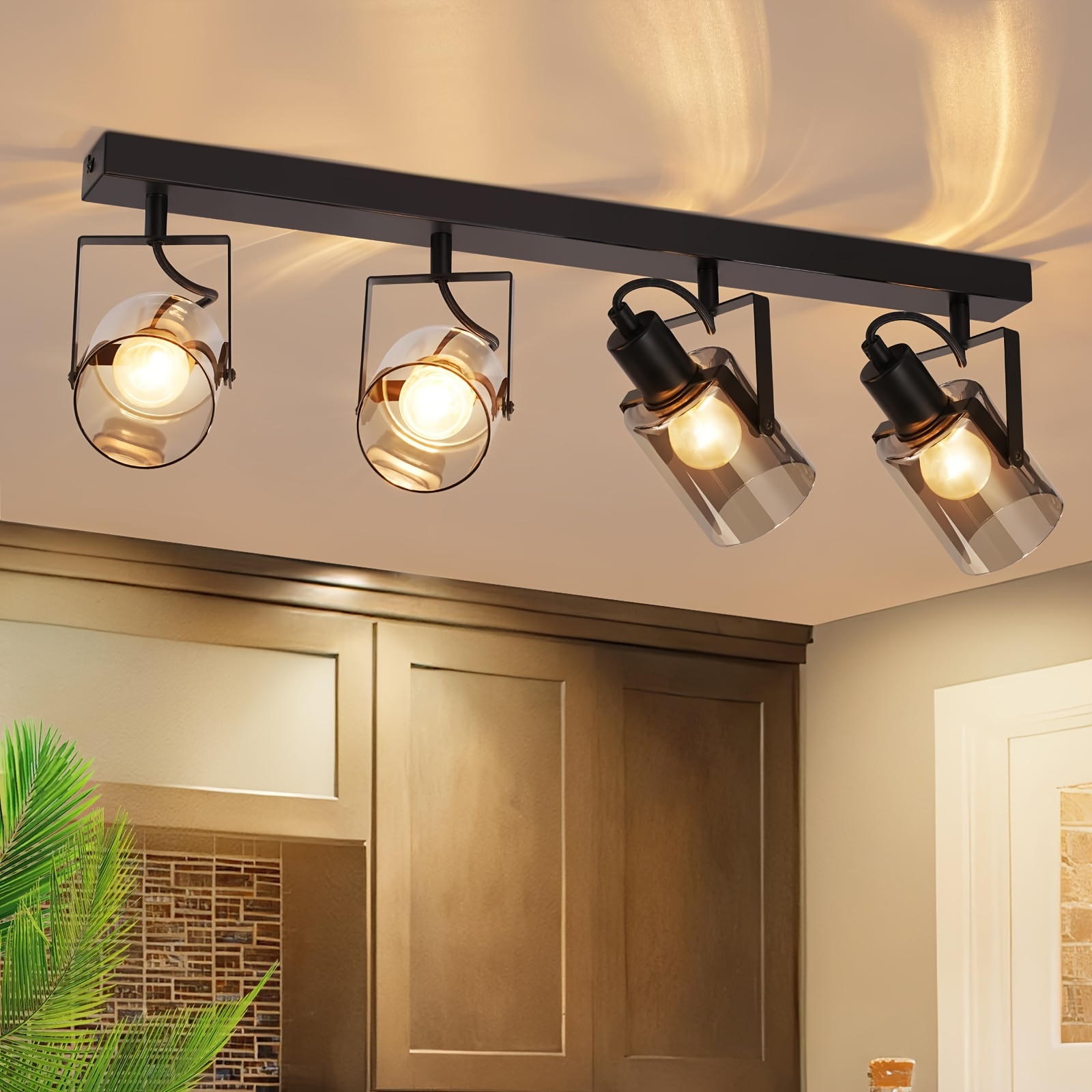 Image of Black Vintage Pendant Lamp - 1-flame Pendant Lamp, 350° Rotating Kitchen Lamp, Smoke Gray Glass Wall Lamp, E14, Bedroom Lamp, Kitchen And Living Room. Without Bulb, Unique Personality Charm.