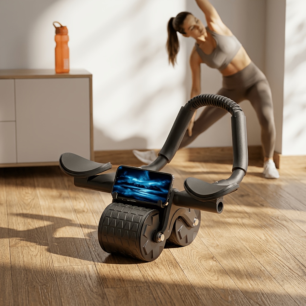 Ab Roller With Built-in Phone Holder And Elbow Support, Equipment Suitable For Home Gyms And Indoor Workouts
