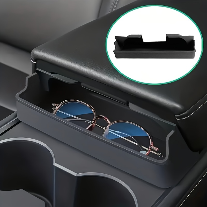 

For Tesla Model 3 & Y Fit Console Organizer - Sleek Black Armrest Storage Box With Hidden Compartments For Glasses & Accessories