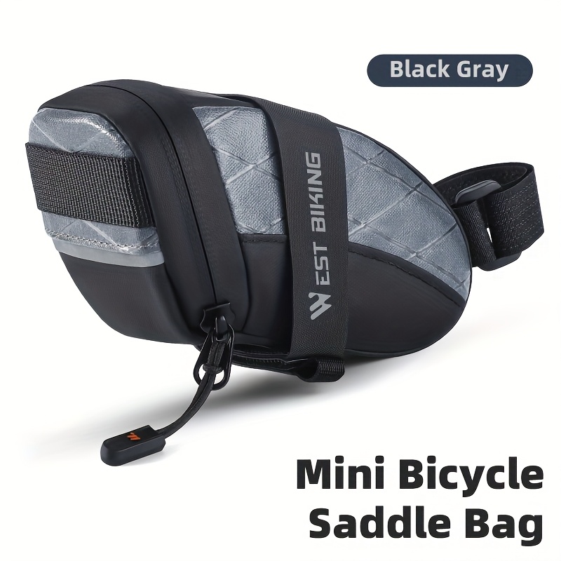 West Biking Mountain Bike Seat Tail Bag Adjustable Strap Easy Disassembly Convenient Storage 0.3l Bicycle Bag Zippered Closure Outdoor Cycling Accessory 1pc