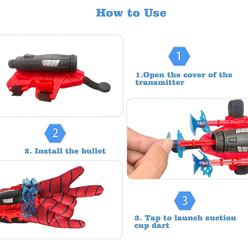 6 9pcs spider launcher spider web shooting toy launcher wrist toy launcher bracelet accessory party supplies details 2