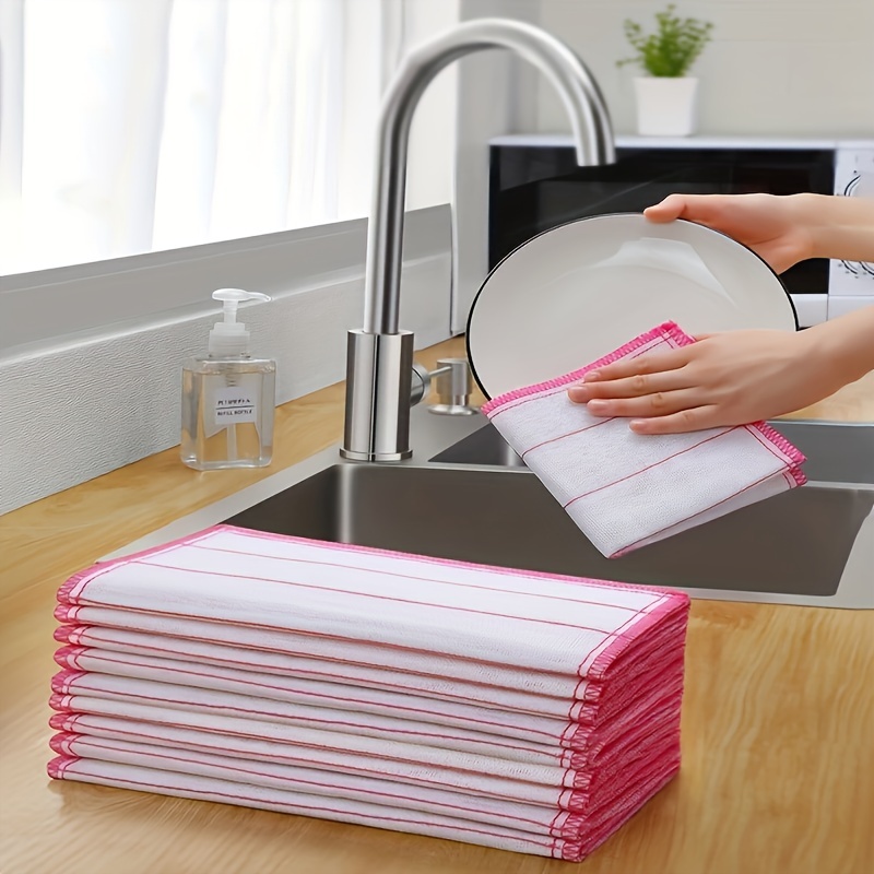 ultra absorbent microfiber dish cloths thick reusable cleaning towels for kitchen bathroom outdoor use wet dry dual purpose home cleaning supplies details 4