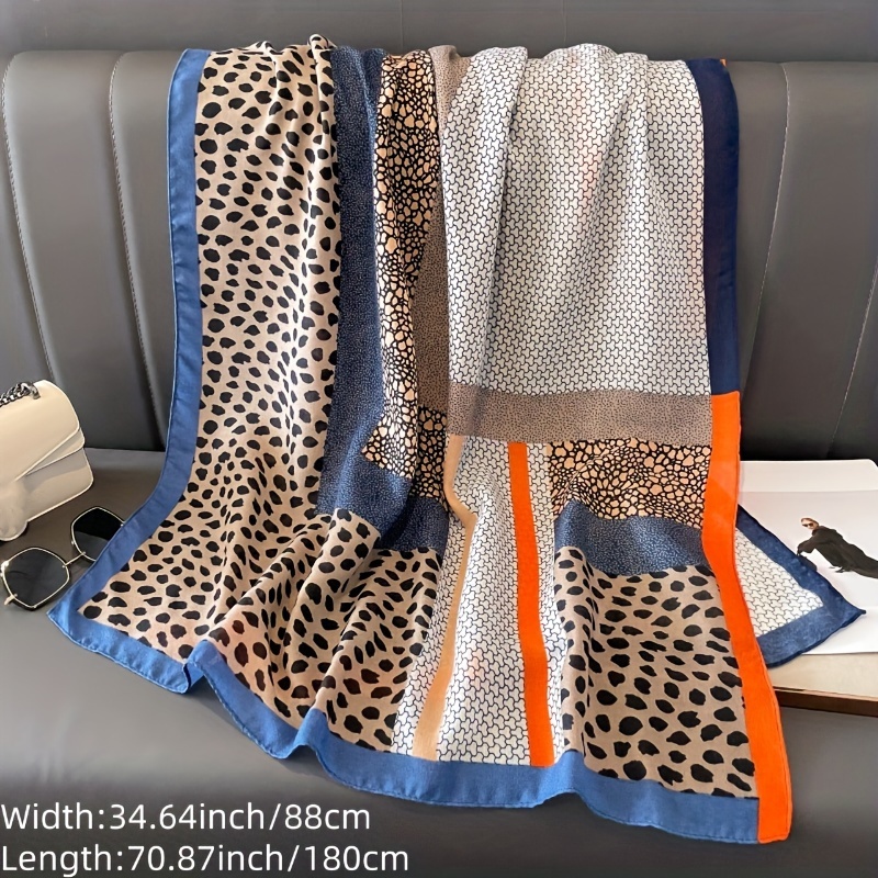 Elegant Leopard Print Scarf for Women, Warm & Windproof