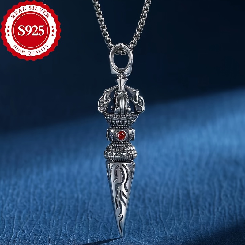 

S925 Silver Vintage Demon Pestle Pestle Pendant Necklace For Men And Women's Year Couple Accessory Talisman