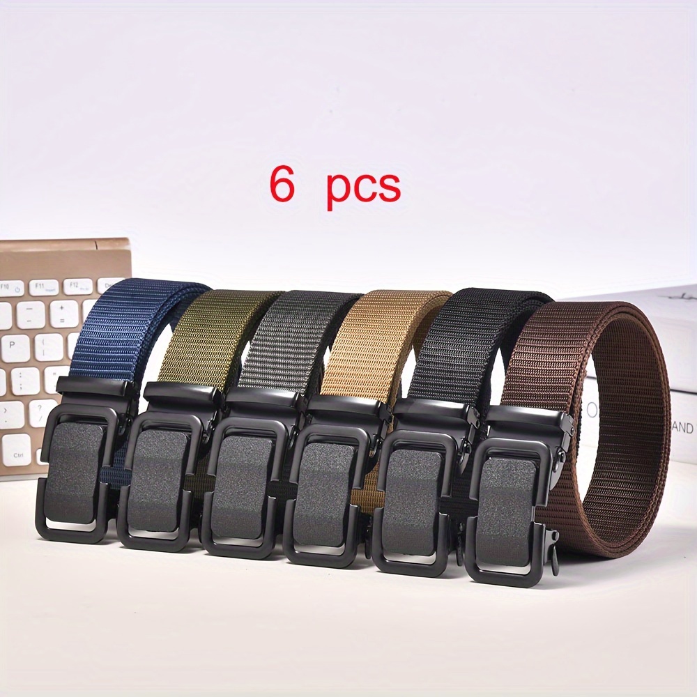 

6-pack Men's Nylon Comfort Belts, Casual Sports Pants Belt With Embroidered , Nylon Material, Suitable For Outdoor Sports And , Iron