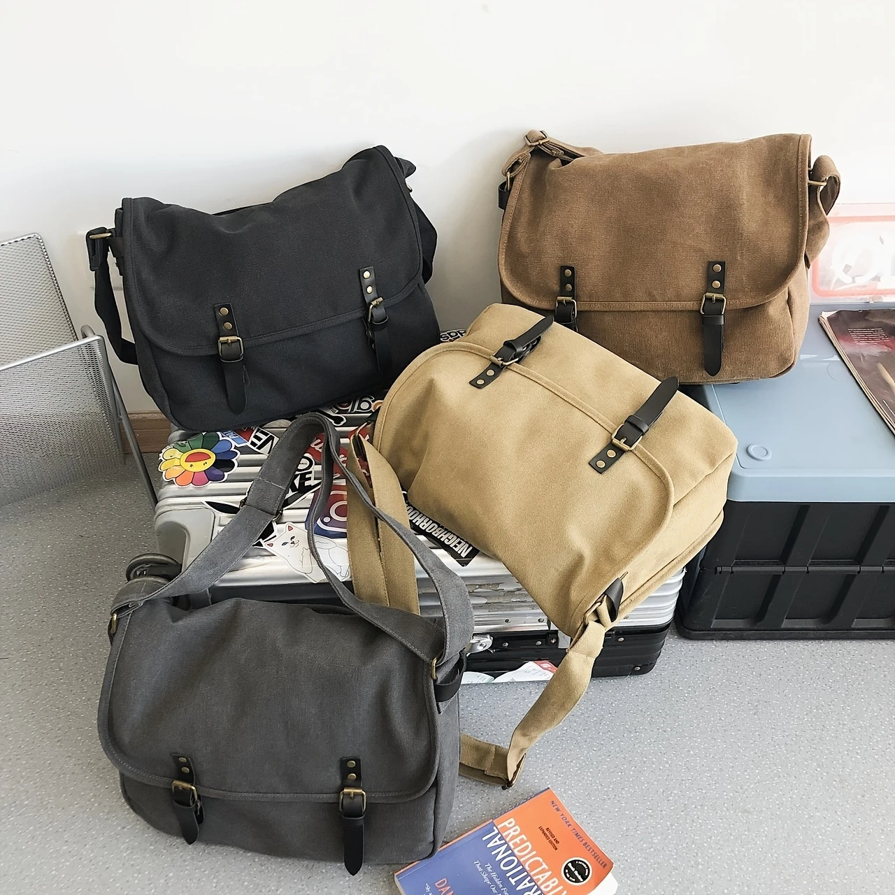 stylish vintage messenger bag crossbody satchel for laptop and everyday use details 1