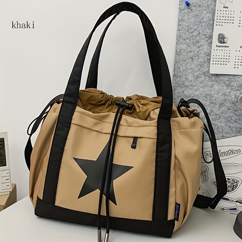 

Star Pattern Drawstring Bag, Large Capacity Weekender Bag, Lightweight Travel Bag
