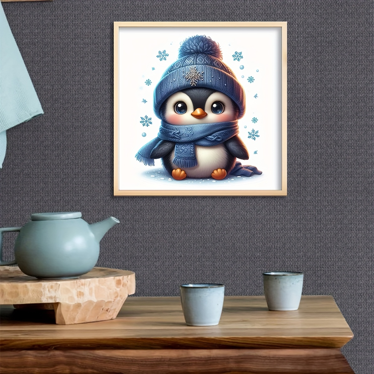 TEMU 1 Set - Penguin-themed Cross Stitch Kit, Diy Art Needlework Supplies, 11ct Embroidery Decorative Painting, Creative Handmade Craft! High-quality