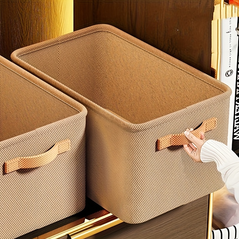 

1pc Classic Style Multi-purpose Fabric Storage Basket With Handles For Clothes, Pants, And Toys - Versatile Organizer