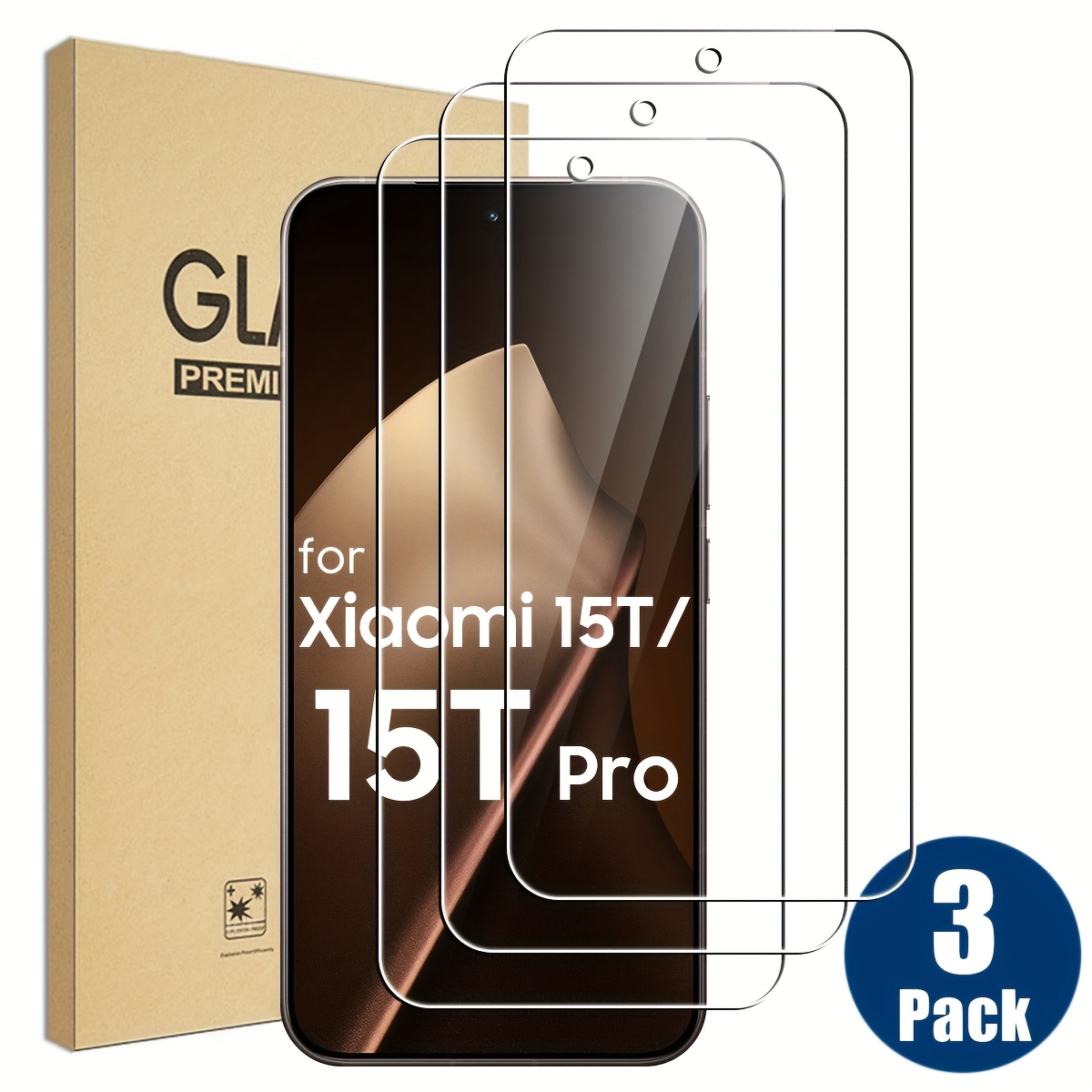 E-shop 3er-Pack gehärtetes Glas Display-Schutzfolie für Xiaomi 15T/15T Pro, kratzfest blasenfrei, hochwertiges Glas für Tech-Enthusiasten Xiaomi-Nutzer